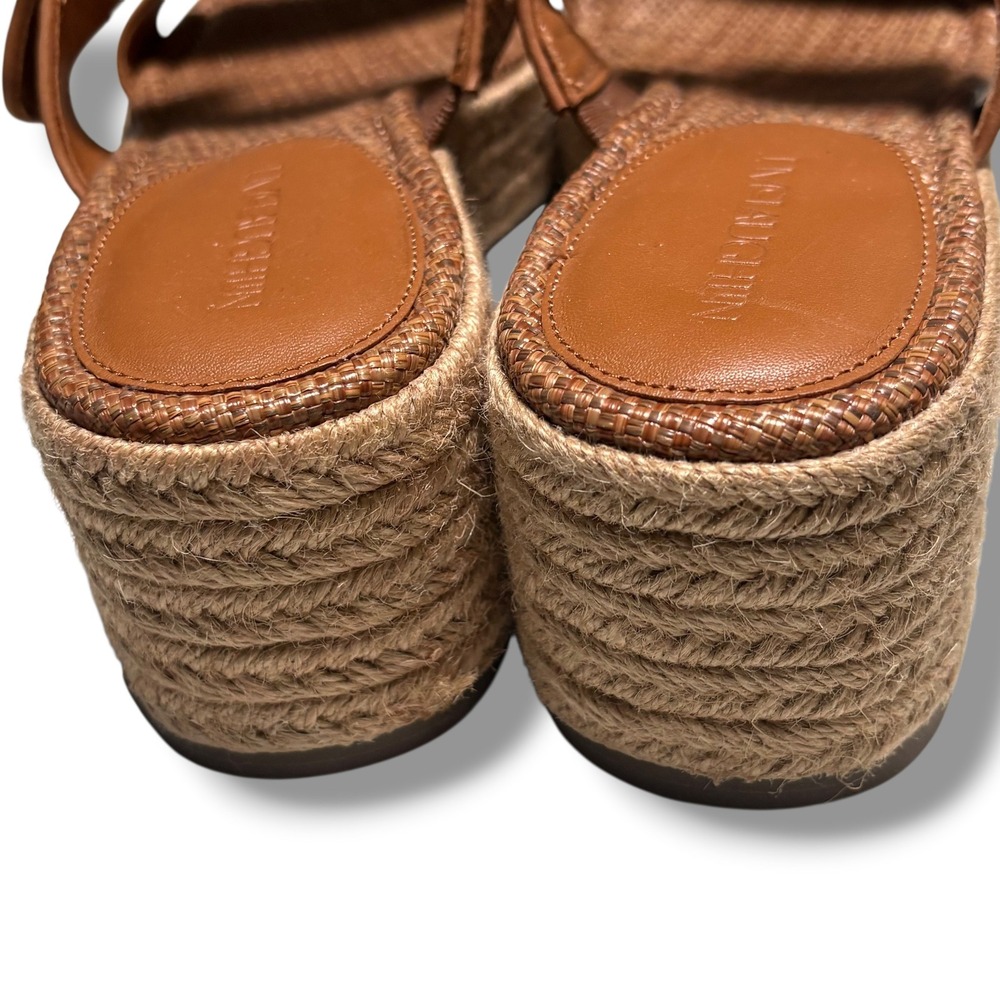 J.McLaughlin Brown Woven Espadrille Platform Sandals Bamboo Buckle Womens 9 - Picture 5 of 11